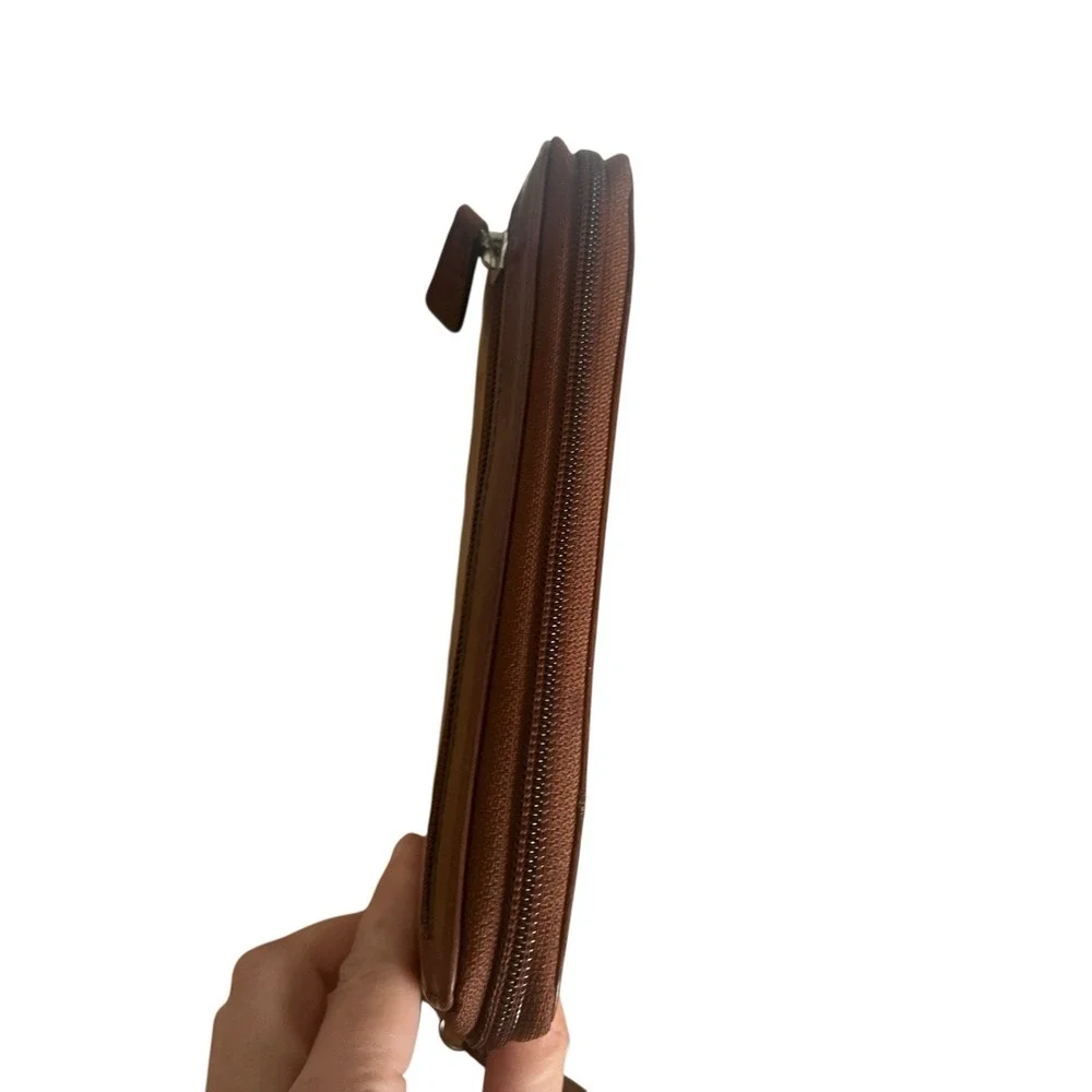 Mancini Women's Casablanca Collection Rfid‎ Secure Clutch Wallet Brown Nickel